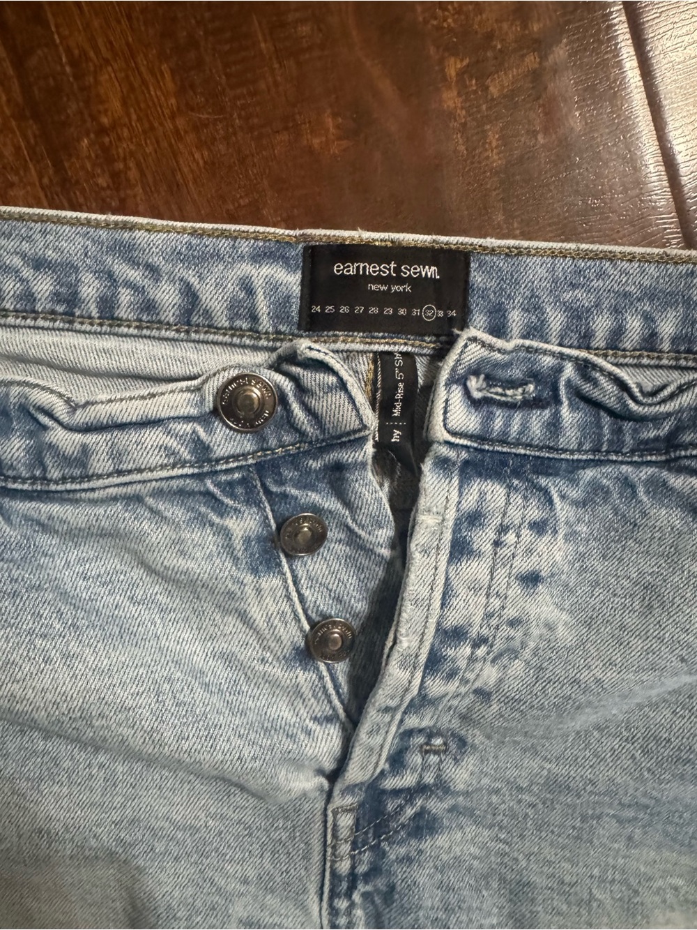 Earnest Sewn Light Blue High-Rise Button-Fly Jeans